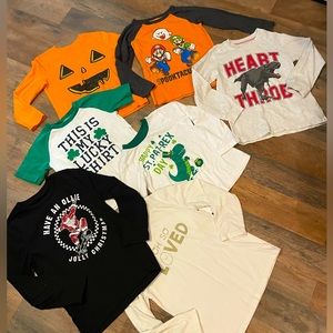 Boys Size 5/6 Holiday Tee Shirt 7 Piece Bundle Halloween Christmas St. Patrick’s